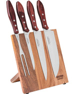 Tramontina Brazil  Polywood 5 Pieces Barbecue Set with Stainless Steel Blade and Red Dishwasher Safe Treated Handle