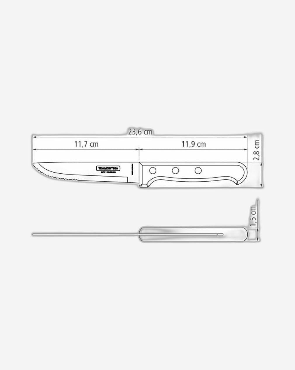 سكين شرائح اللحم ترامونتينا جامبو بشفرة من الفولاذ المقاوم للصدأ ومقبض من خشب البولي وود البني 5 بوصات