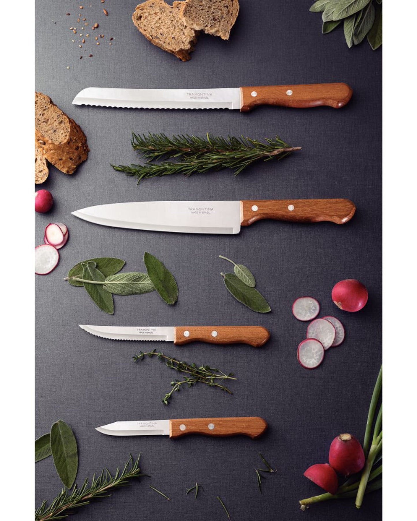 سكين طهاة ترامونتينا ديناميك 8 بوصة بشفرة من الفولاذ المقاوم للصدأ ومقبض من الخشب الطبيعي