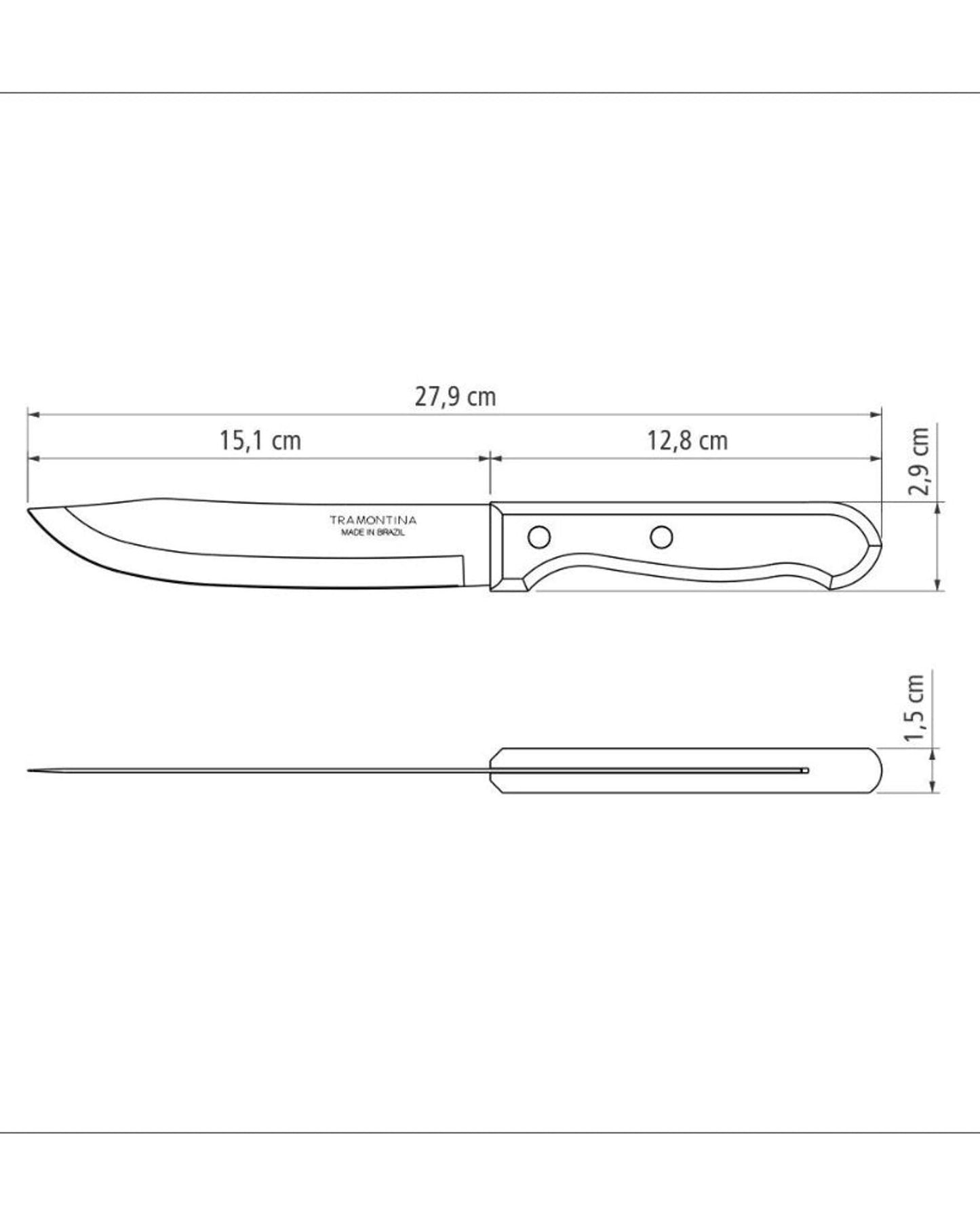 سكين مطبخ ترامونتينا ديناميك 6 بوصة بشفرة من الفولاذ المقاوم للصدأ ومقبض من الخشب الطبيعي