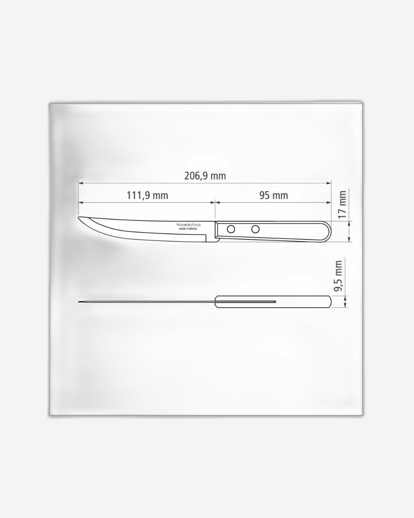 طقم سكاكين شرائح اللحم ترامونتينا ديناميك مكون من قطعتين بشفرات من الفولاذ المقاوم للصدأ ومقابض من الخشب الطبيعي