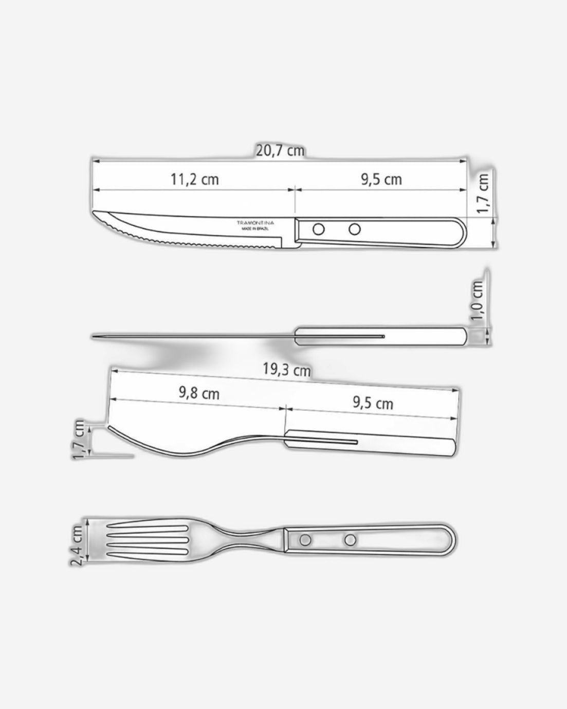 طقم أدوات مائدة ترامونتينا تشوراسكو مكون من 12 قطعة بشفرات من الفولاذ المقاوم للصدأ ومقابض من الخشب الطبيعي