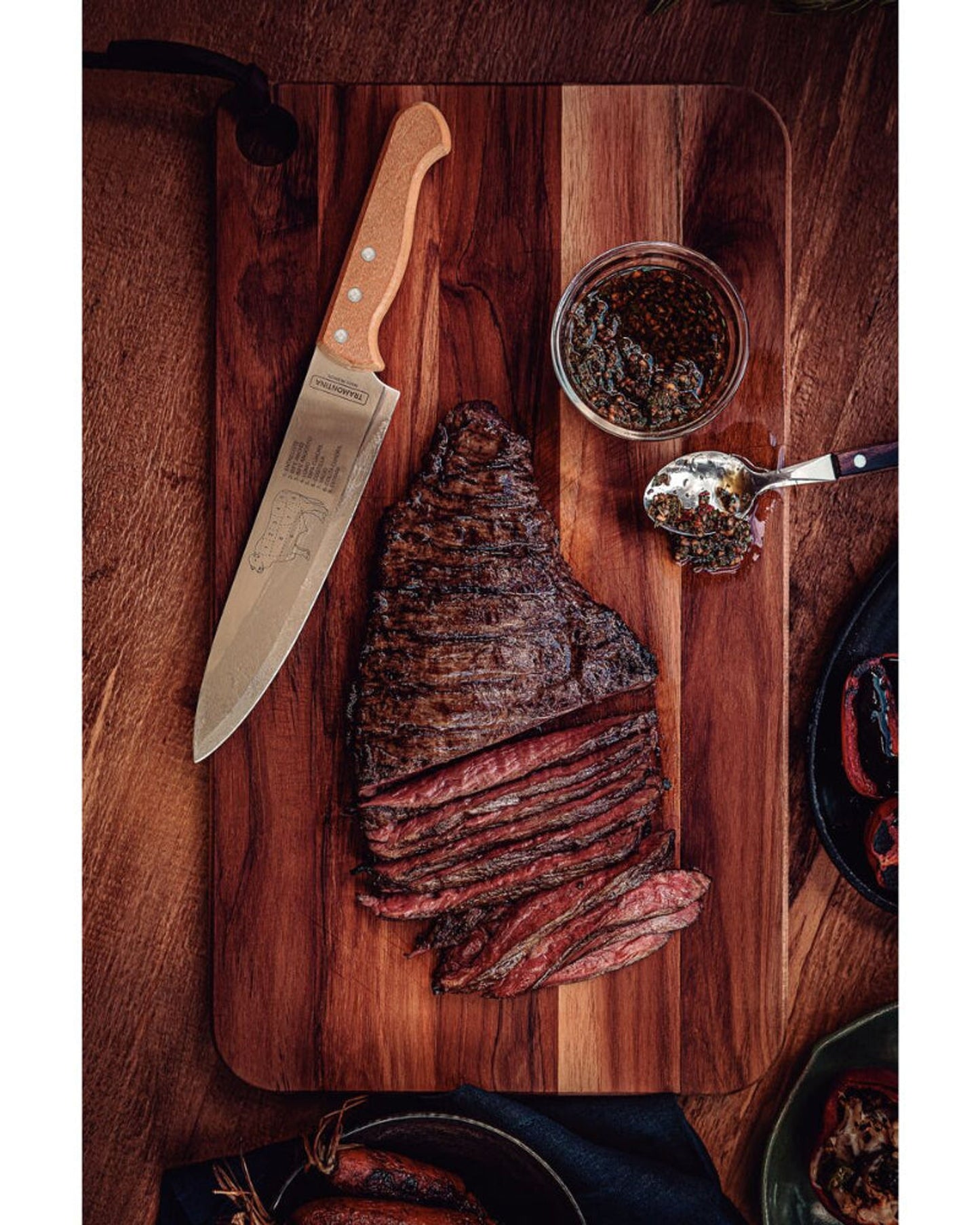 طقم نحت ترامونتينا مكون من قطعتين بشفرات من الفولاذ المقاوم للصدأ ومقابض من الخشب الطبيعي