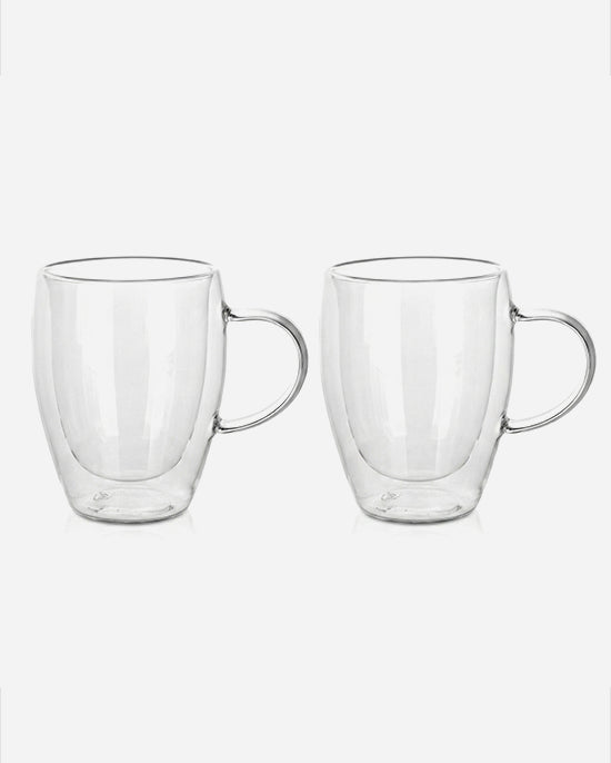 Cuisine Art Borosilicate Double Wall Glass Handle 350ml Set 2