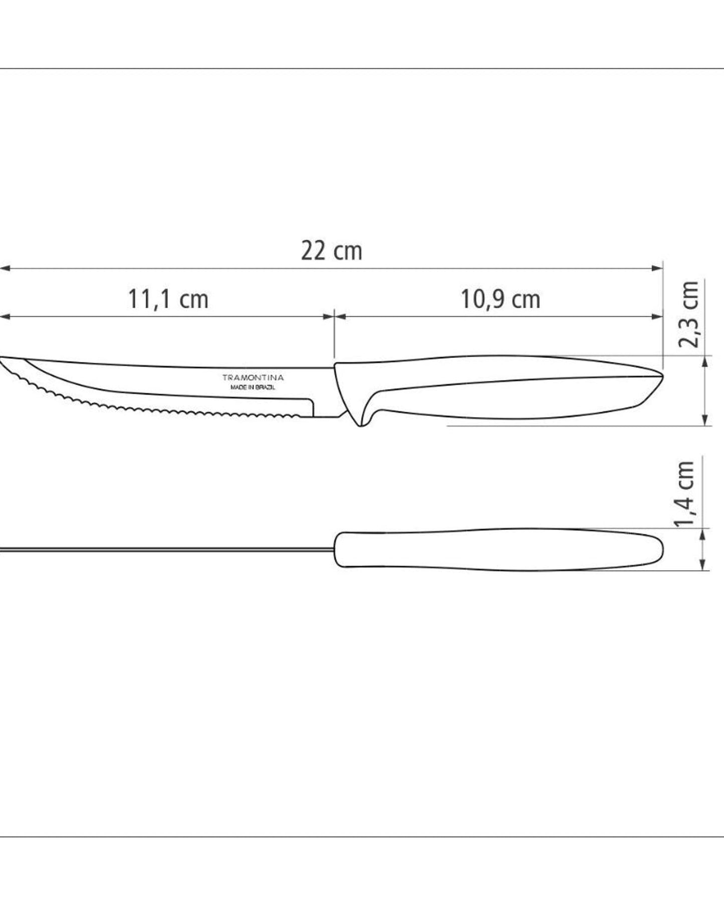 سكين ترامونتينا 5 بوصة للشرائح والفواكه، أزرق