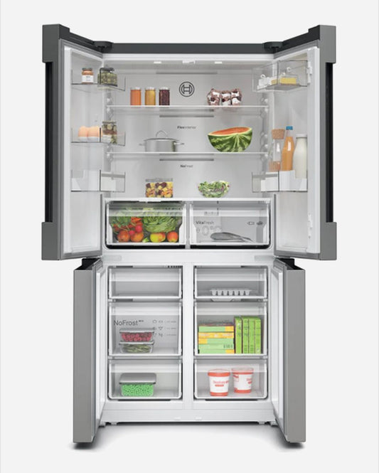 ثلاجة بوش ذات الباب الفرنسي بتقنية نو فروست فيتا فريش المصنوعة من الفولاذ 