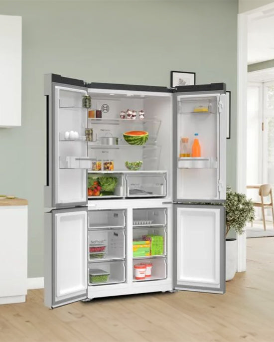 ثلاجة بوش ذات الباب الفرنسي بتقنية نو فروست فيتا فريش المصنوعة من الفولاذ 