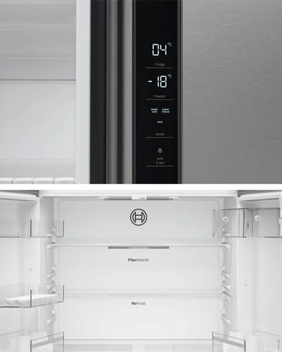 ثلاجة بوش ذات الباب الفرنسي بتقنية نو فروست فيتا فريش المصنوعة من الفولاذ 