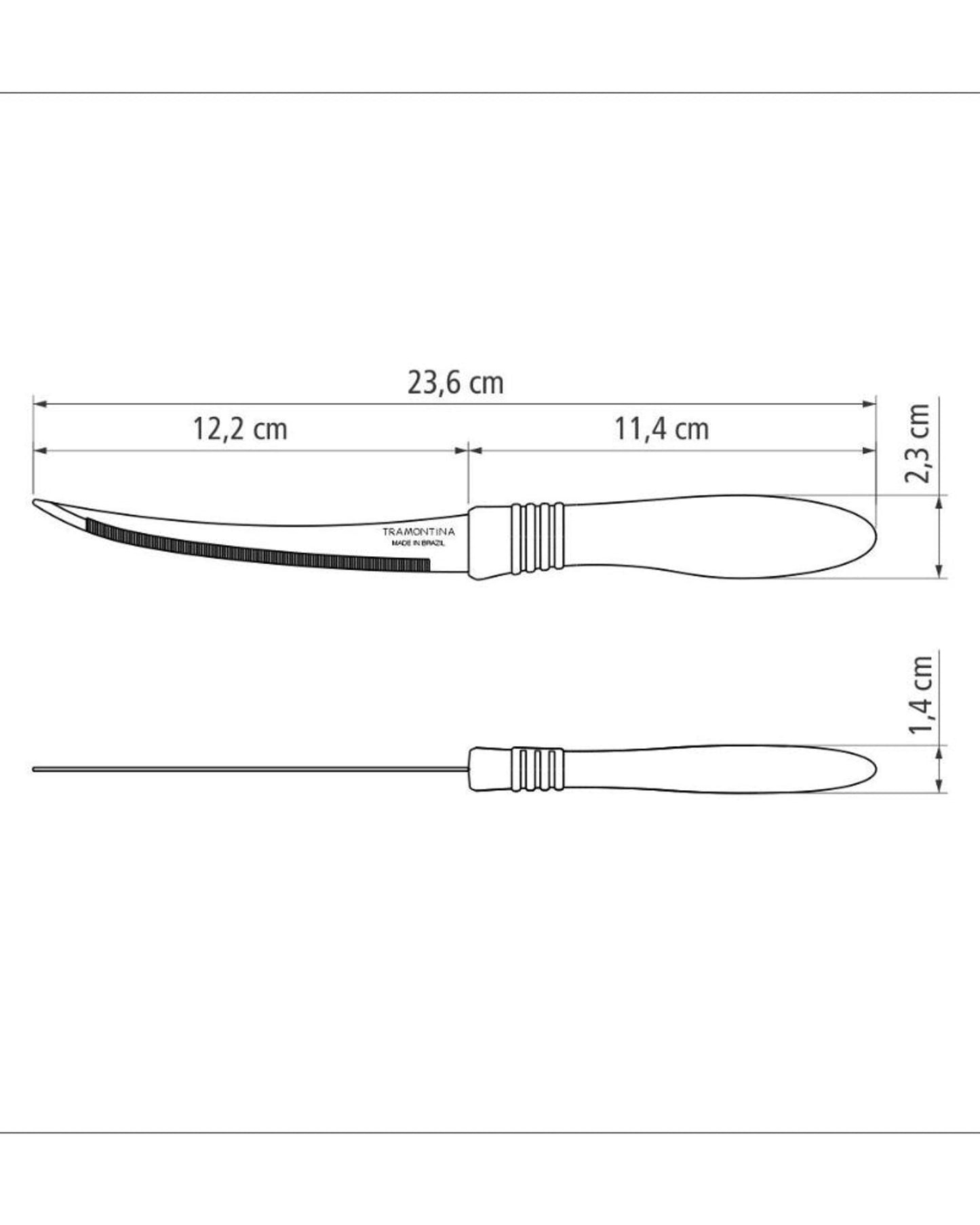 سكين طماطم ترامونتينا كور آند كور 5 بوصة بشفرة من الفولاذ المقاوم للصدأ ومقبض من البولي بروبيلين الأزرق