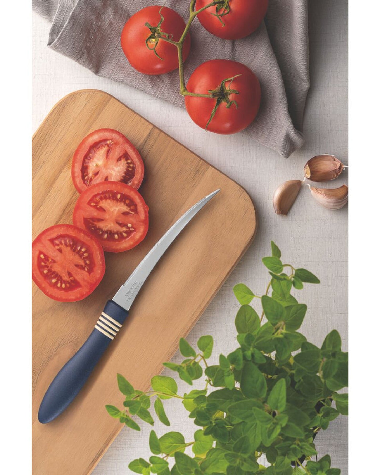 طقم سكاكين طماطم من قطعتين من ترامونتينا، لون أزرق