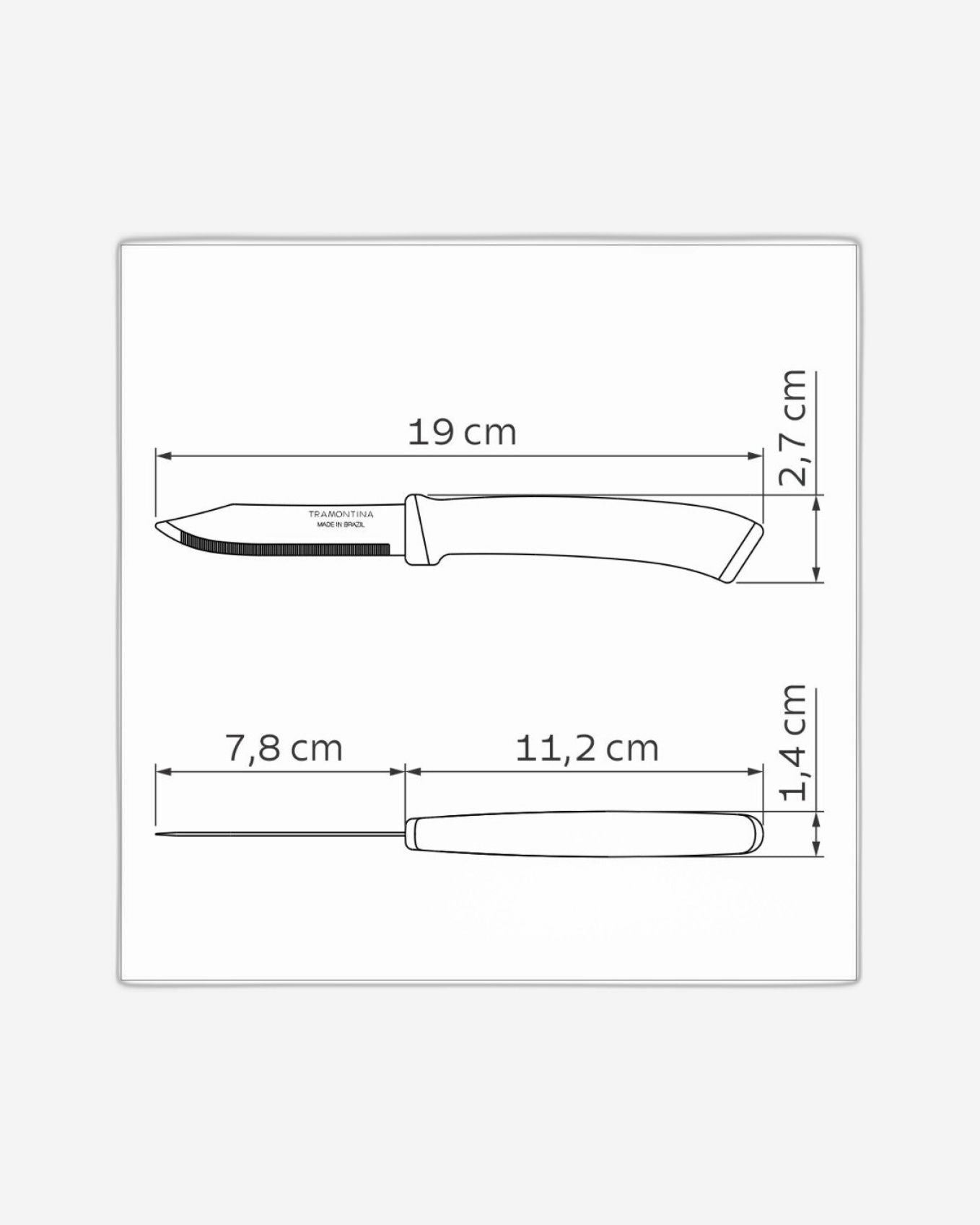 طقم سكاكين ترامونتينا فيليس المكون من قطعتين للخضراوات والفواكه بشفرات من الفولاذ المقاوم للصدأ ومقابض من البولي بروبيلين الأزرق