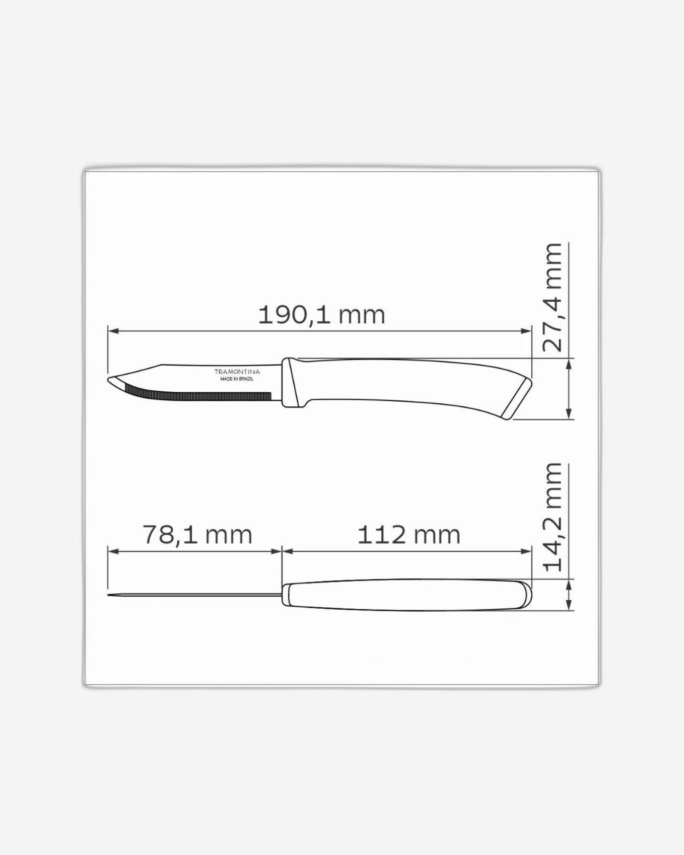 طقم سكاكين ترامونتينا فيليس المكون من قطعتين للخضراوات والفواكه بشفرات من الفولاذ المقاوم للصدأ ومقابض من البولي بروبيلين الأزرق