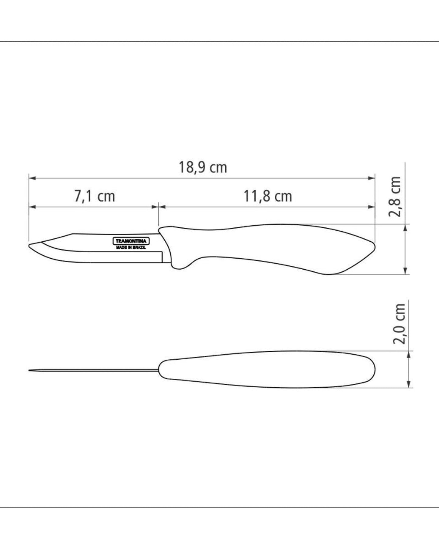 سكين ترامونتينا أفيلاتا للخضراوات والفواكه مقاس 3 بوصات بشفرة من الفولاذ المقاوم للصدأ ومقبض من البولي بروبيلين الأسود