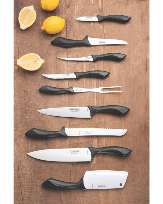 سكين خبز ترامونتينا أفيلاتا مقاس 8 بوصات بشفرة من الفولاذ المقاوم للصدأ ومقبض من البولي بروبيلين الأسود
