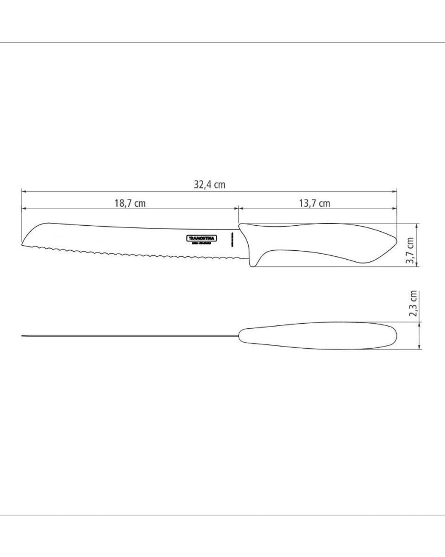 سكين خبز ترامونتينا أفيلاتا مقاس 8 بوصات بشفرة من الفولاذ المقاوم للصدأ ومقبض من البولي بروبيلين الأسود