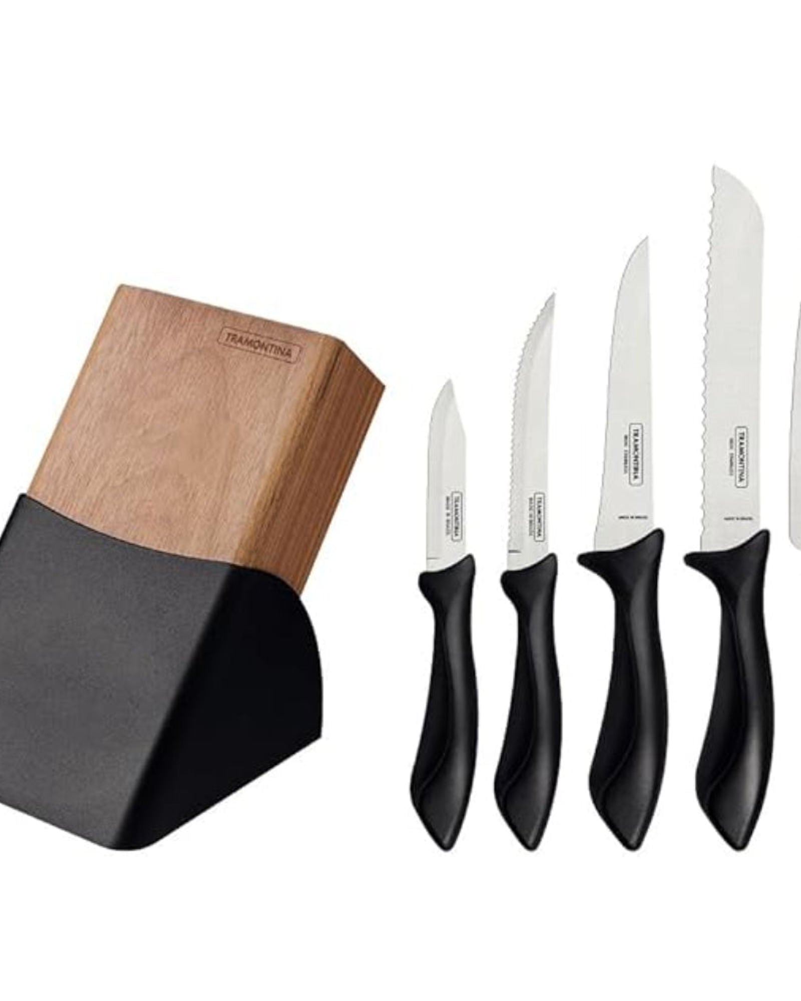 طقم سكاكين ترامونتينا برازيل أفيلاتا، 6 قطع، بشفرة من الفولاذ المقاوم للصدأ ومقبض من البولي بروبيلين الأسود