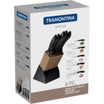 طقم سكاكين ترامونتينا برازيل أفيلاتا، 6 قطع، بشفرة من الفولاذ المقاوم للصدأ ومقبض من البولي بروبيلين الأسود