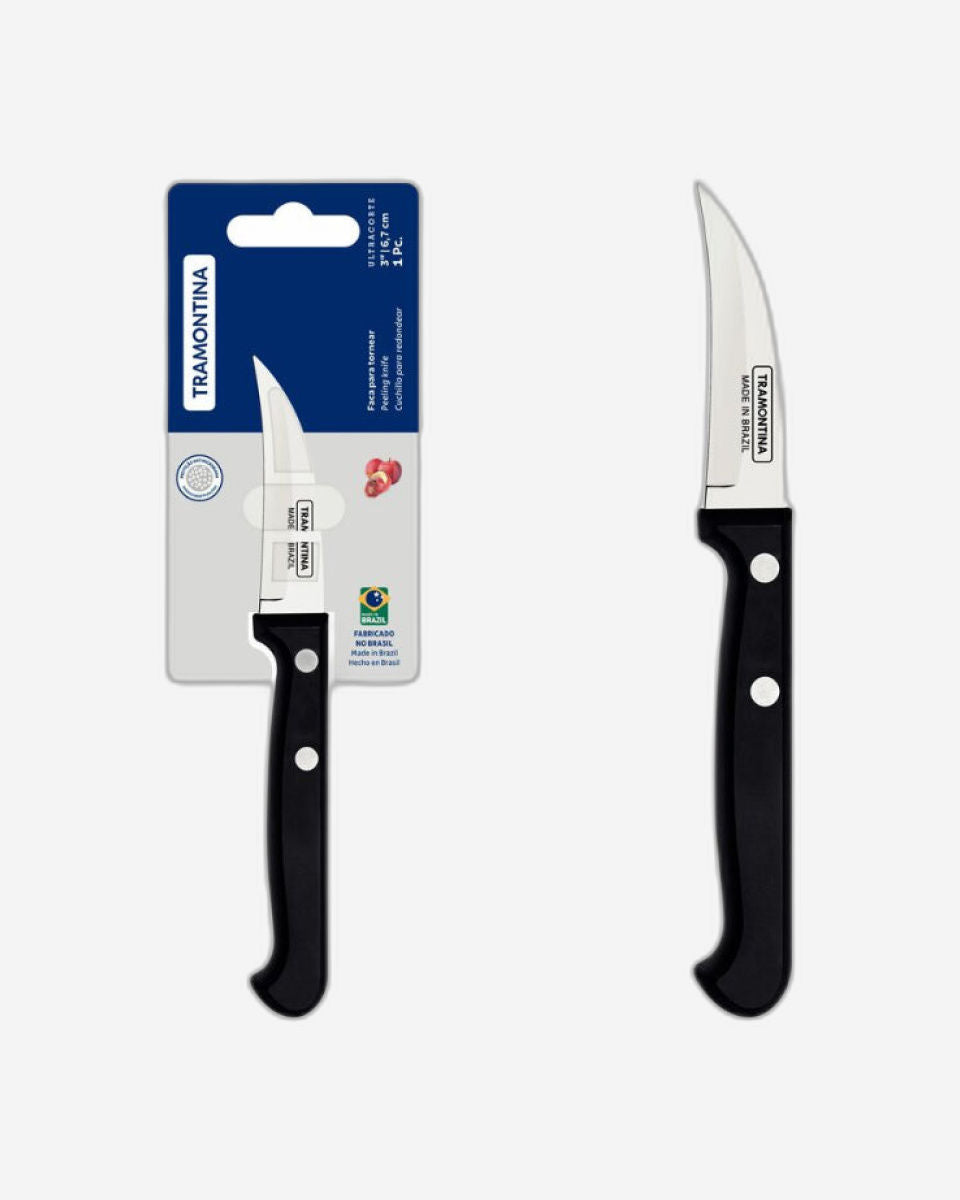 سكين تقشير الفاكهة ترامونتينا ألتراكورت 3 بوصة بشفرة من الفولاذ المقاوم للصدأ ومقبض من البولي بروبيلين الأسود