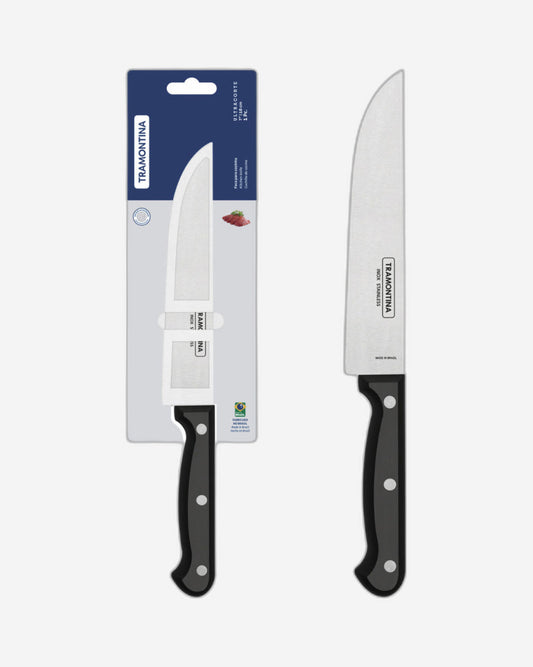 سكين مطبخ ترامونتينا ألتراكورت 7 بوصة بشفرة من الفولاذ المقاوم للصدأ ومقبض من البولي بروبيلين الأسود