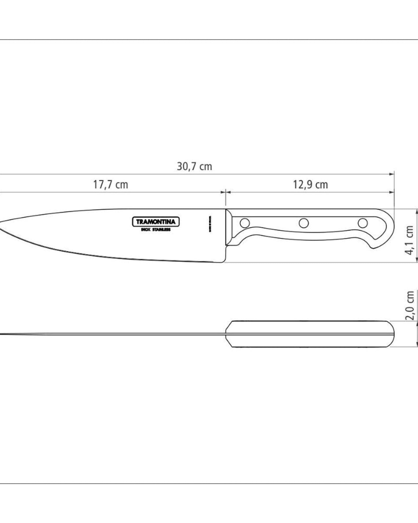 سكين طهاة ترامونتينا ألتراكورت 7 بوصة بشفرة من الفولاذ المقاوم للصدأ ومقبض من البولي بروبيلين الأسود