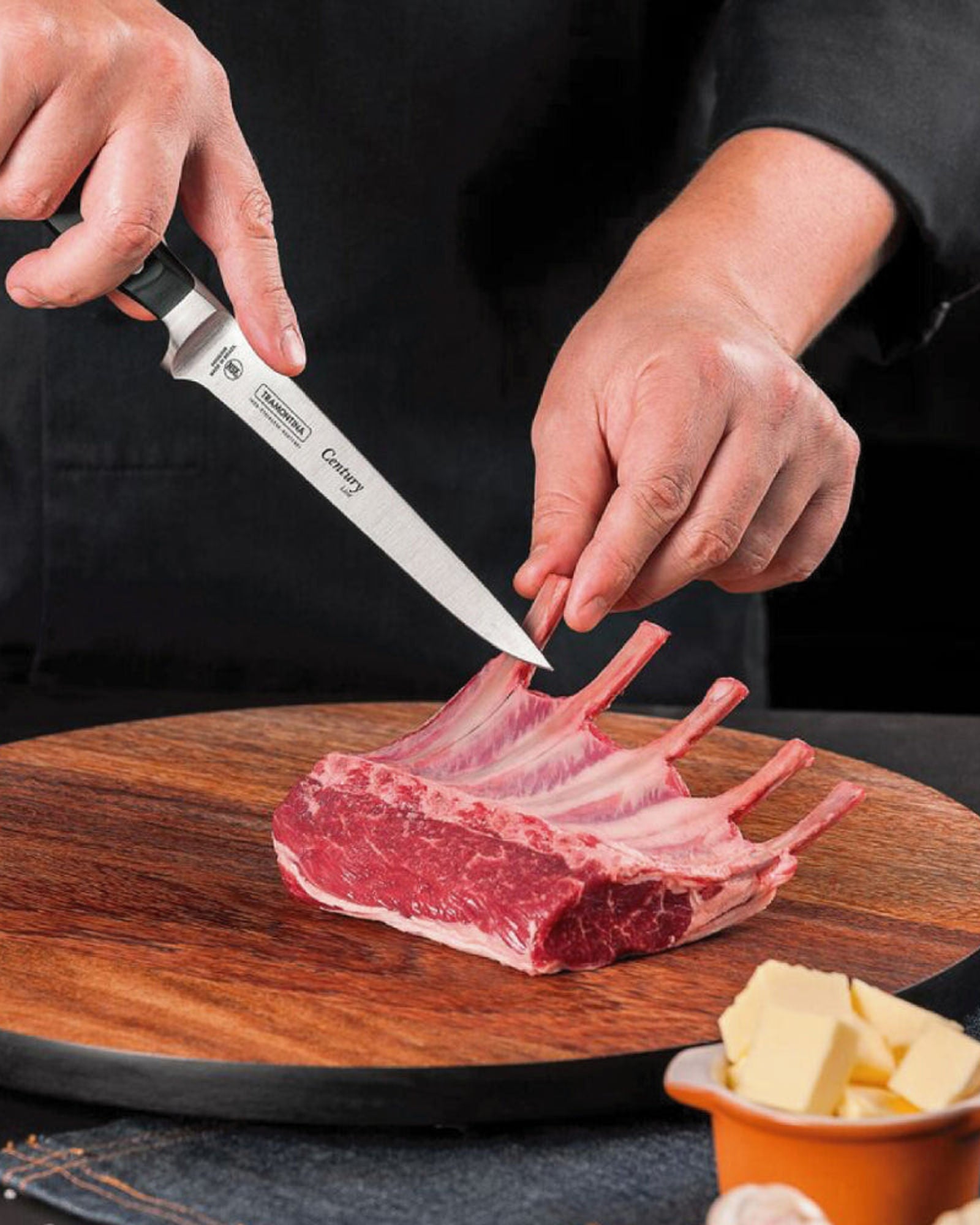 سكين تقطيع العظام من ترامونتينا برازيل سينشري، 6 بوصات، بشفرة من الفولاذ المقاوم للصدأ ومقبض من البولي كربونات الأسود