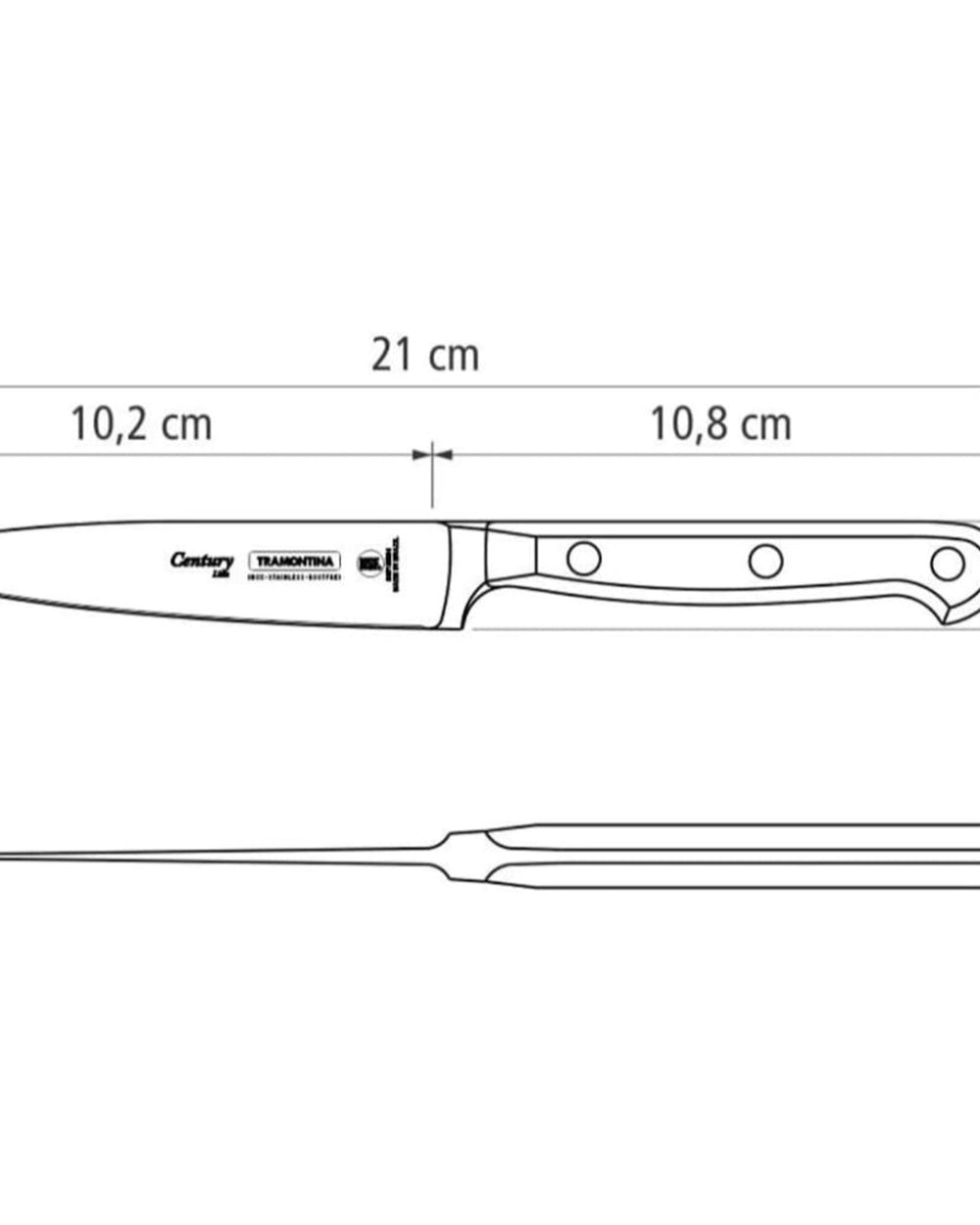 سكينة فاكهة وخضراوات ترامونتينا برازيل سينشري، مقاس 4 بوصات، بشفرة من الفولاذ المقاوم للصدأ ومقبض من البولي كربونات الأسود