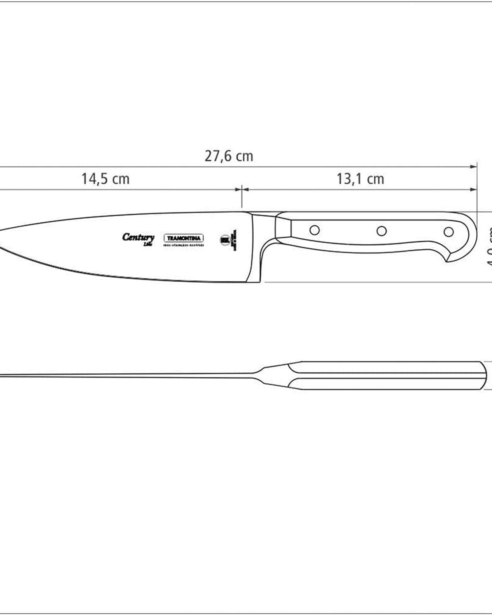 سكين الطاهي ترامونتينا برازيل سينشري، 6 بوصات، بشفرة من الفولاذ المقاوم للصدأ ومقبض من البولي كربونات الأسود