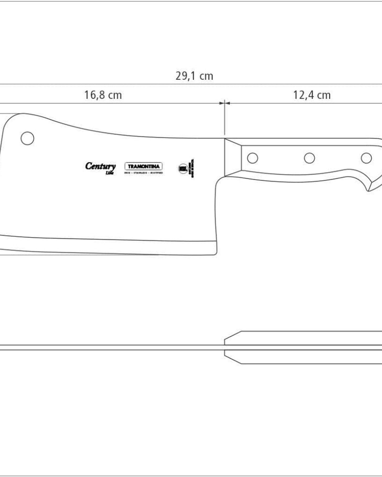 سكين ترامونتينا برازيل سينشري مقاس 6 بوصات بشفرة من الفولاذ المقاوم للصدأ ومقبض من البولي كربونات الأسود