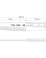 سكين سانتوكو من ترامونتينا برازيل سينشري، 7 بوصات، بشفرة من الفولاذ المقاوم للصدأ ومقبض من البولي كربونات الأسود