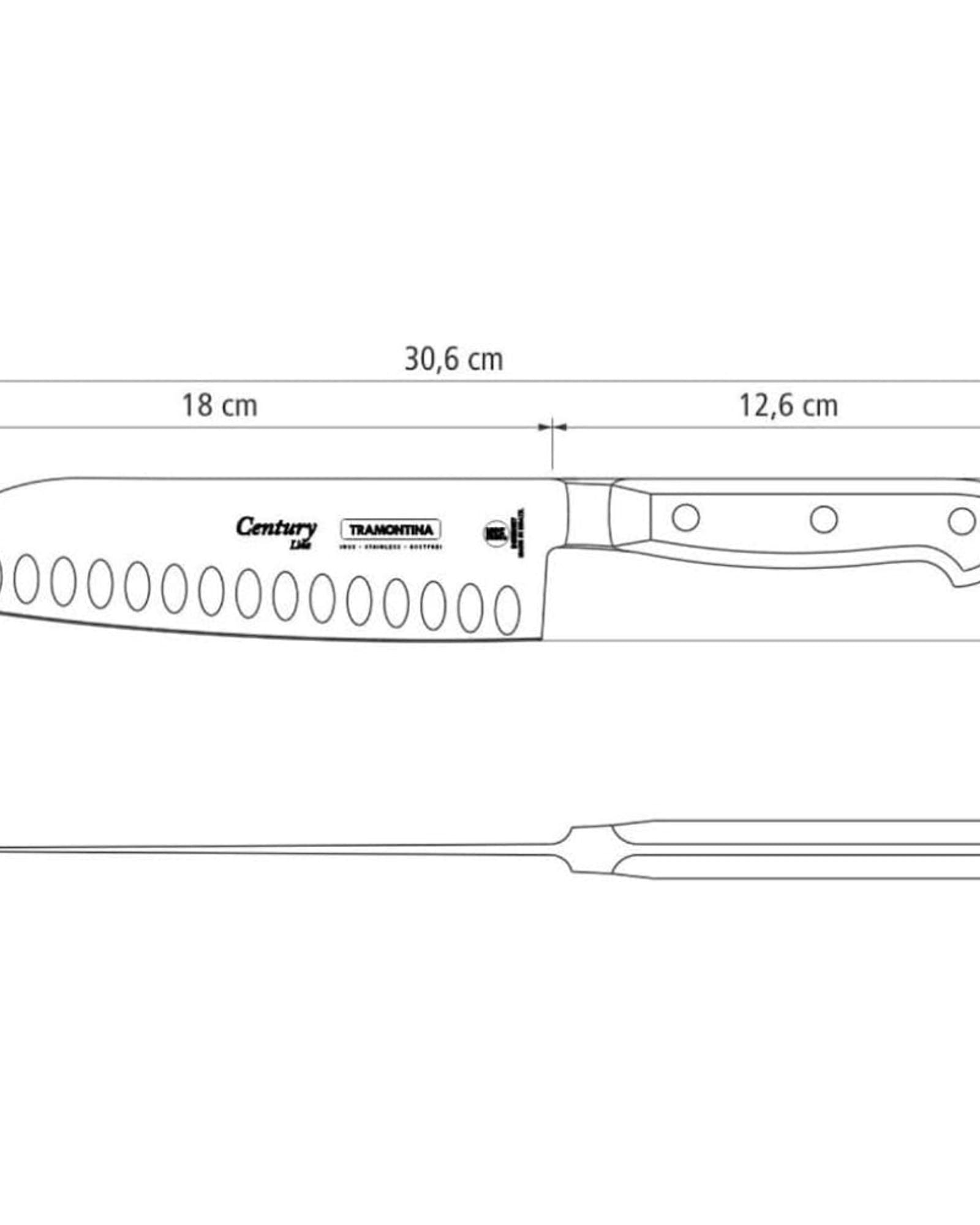 سكين سانتوكو من ترامونتينا برازيل سينشري، 7 بوصات، بشفرة من الفولاذ المقاوم للصدأ ومقبض من البولي كربونات الأسود