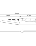 سكين طبخ ترامونتينا برازيل سينشري مقاس 7 بوصات بشفرة من الفولاذ المقاوم للصدأ ومقبض من البولي كربونات الأسود