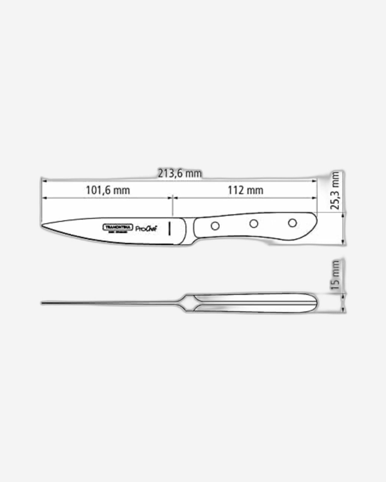 سكين خضراوات وفواكه بروشيف من ترامونتينا برازيل، مقاس 4 بوصات، بشفرة من الفولاذ المقاوم للصدأ ومقبض من البولي كربونات والألياف الزجاجية باللون الأسود