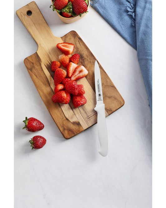 سكين ترامونتينا بريميوم للخضراوات والفواكه مقاس 4 بوصات بشفرة من الفولاذ المقاوم للصدأ ومقبض من البولي بروبيلين الأبيض