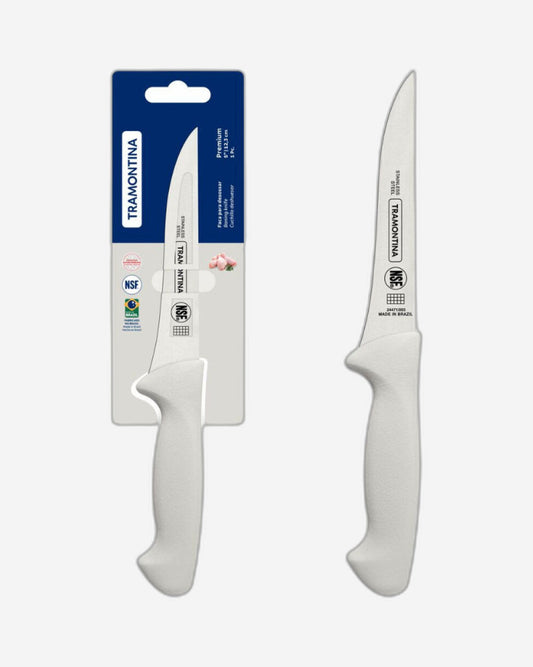 سكين تقطيع العظام ترامونتينا بريميوم 5 بوصة بشفرة من الفولاذ المقاوم للصدأ ومقبض من البولي بروبيلين الأبيض