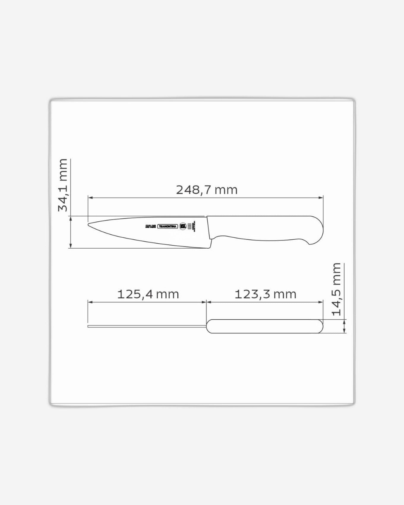 سكين ترامونتينا الاحترافية لتقطيع اللحوم بشفرة من الفولاذ المقاوم للصدأ ومقبض من البولي بروبيلين الأصفر، 5 بوصات