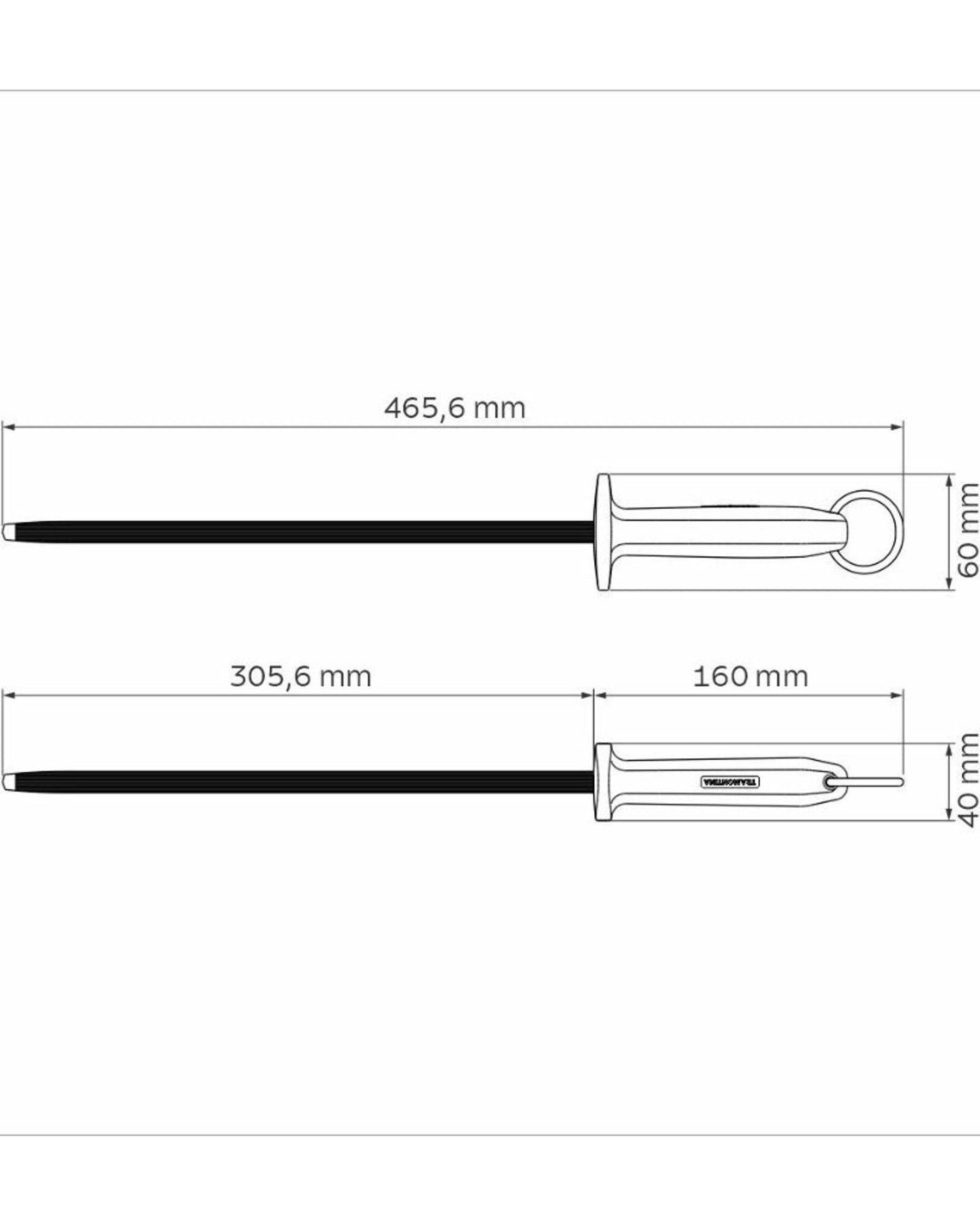 مبراة ترامونتينا الاحترافية ذات الأخدود مقاس 12 بوصة مع قضيب من الفولاذ الكربوني ومقبض أحمر من البولي بروبيلين
