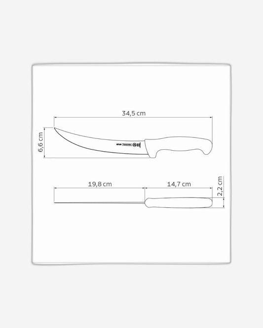 سكين ترامونتينا الاحترافية للحوم مقاس 8 بوصات بشفرة من الفولاذ المقاوم للصدأ ومقبض من البولي بروبيلين الأبيض