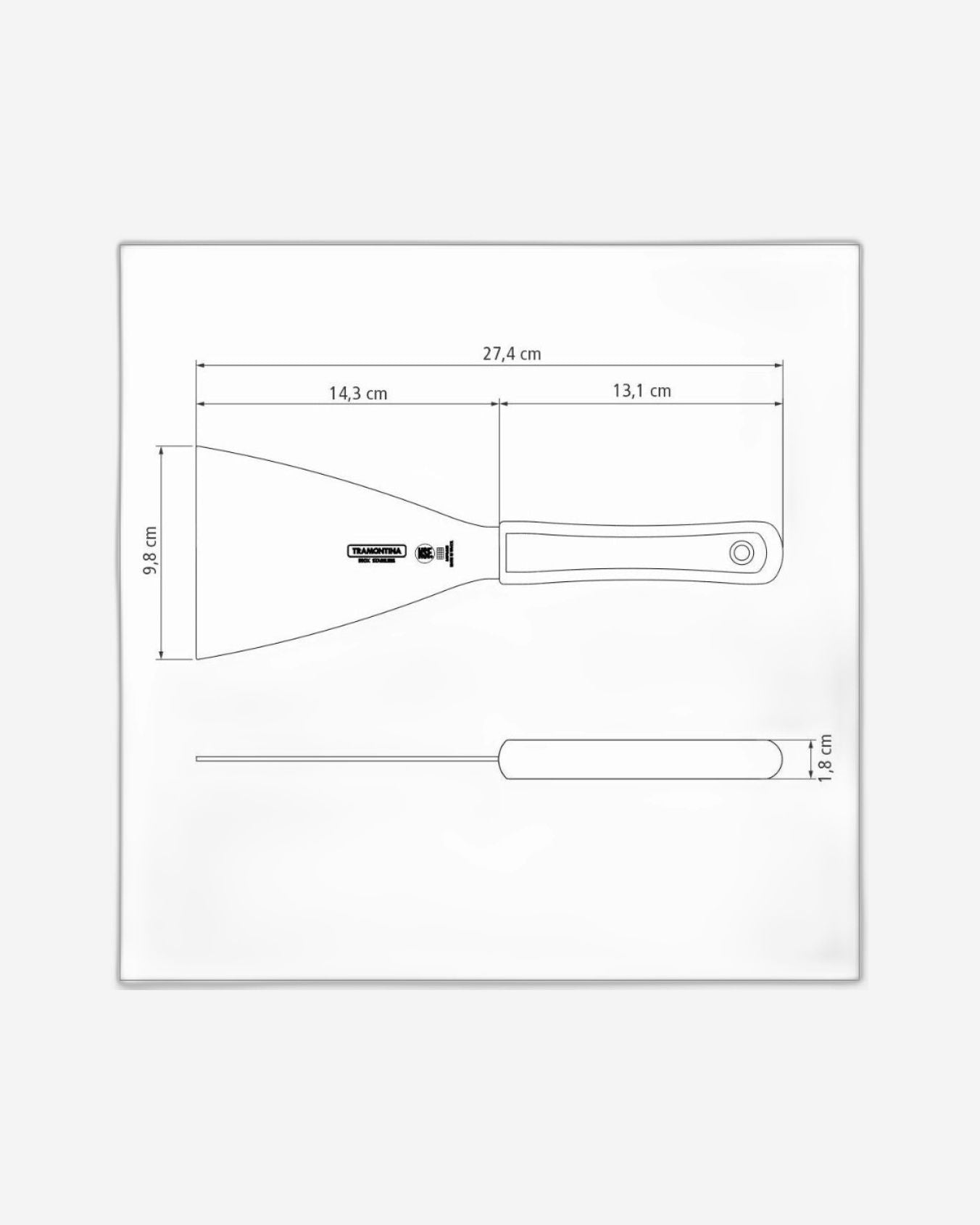 مكشطة ترامونتينا الاحترافية للطاولات بشفرة من الفولاذ المقاوم للصدأ ومقبض من البولي بروبيلين الأبيض 5 × 4 بوصة