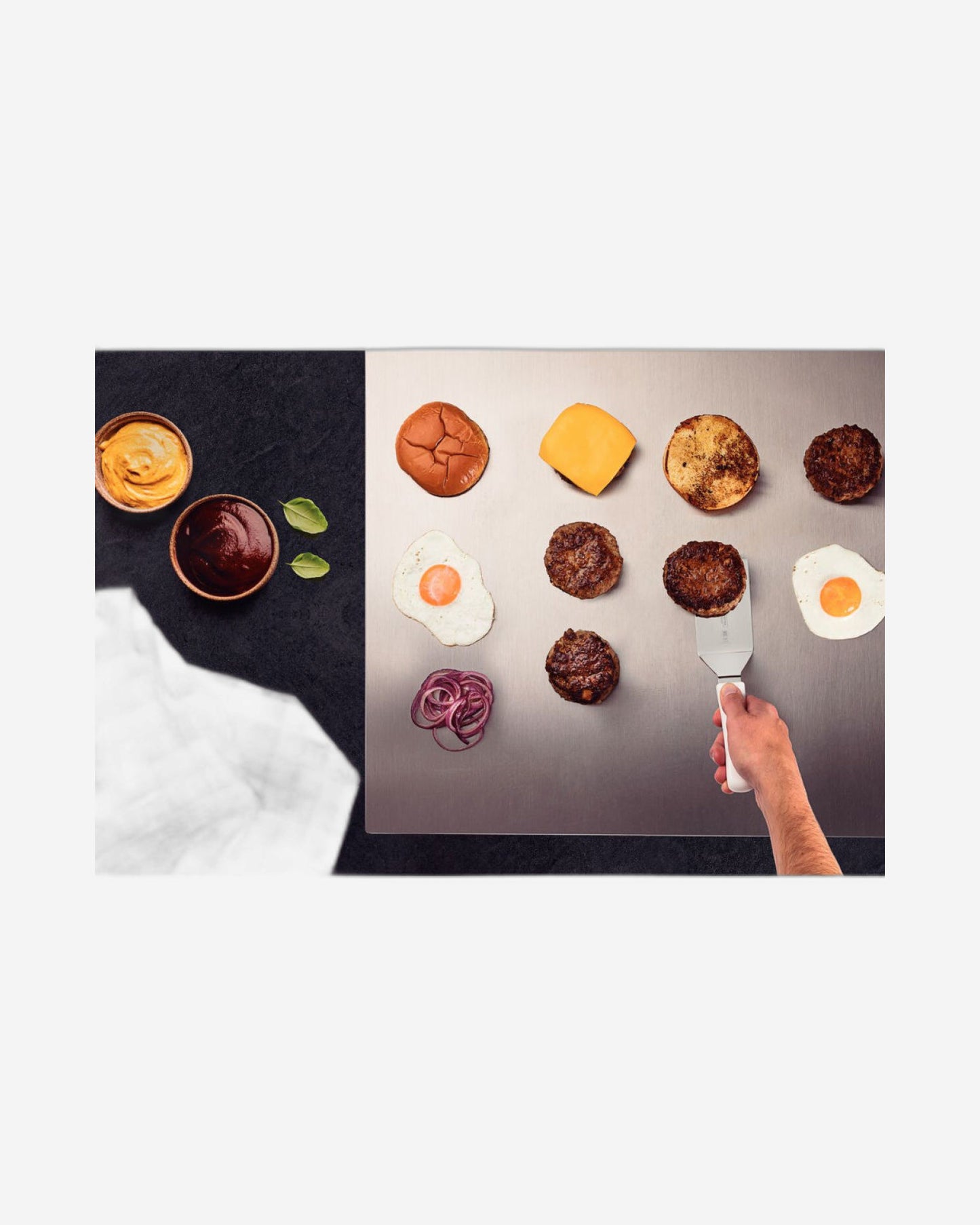 ملعقة قلي احترافية من ترامونتينا بشفرة من الفولاذ المقاوم للصدأ ومقبض من البولي بروبيلين الأبيض، 5 × 2.5 بوصة