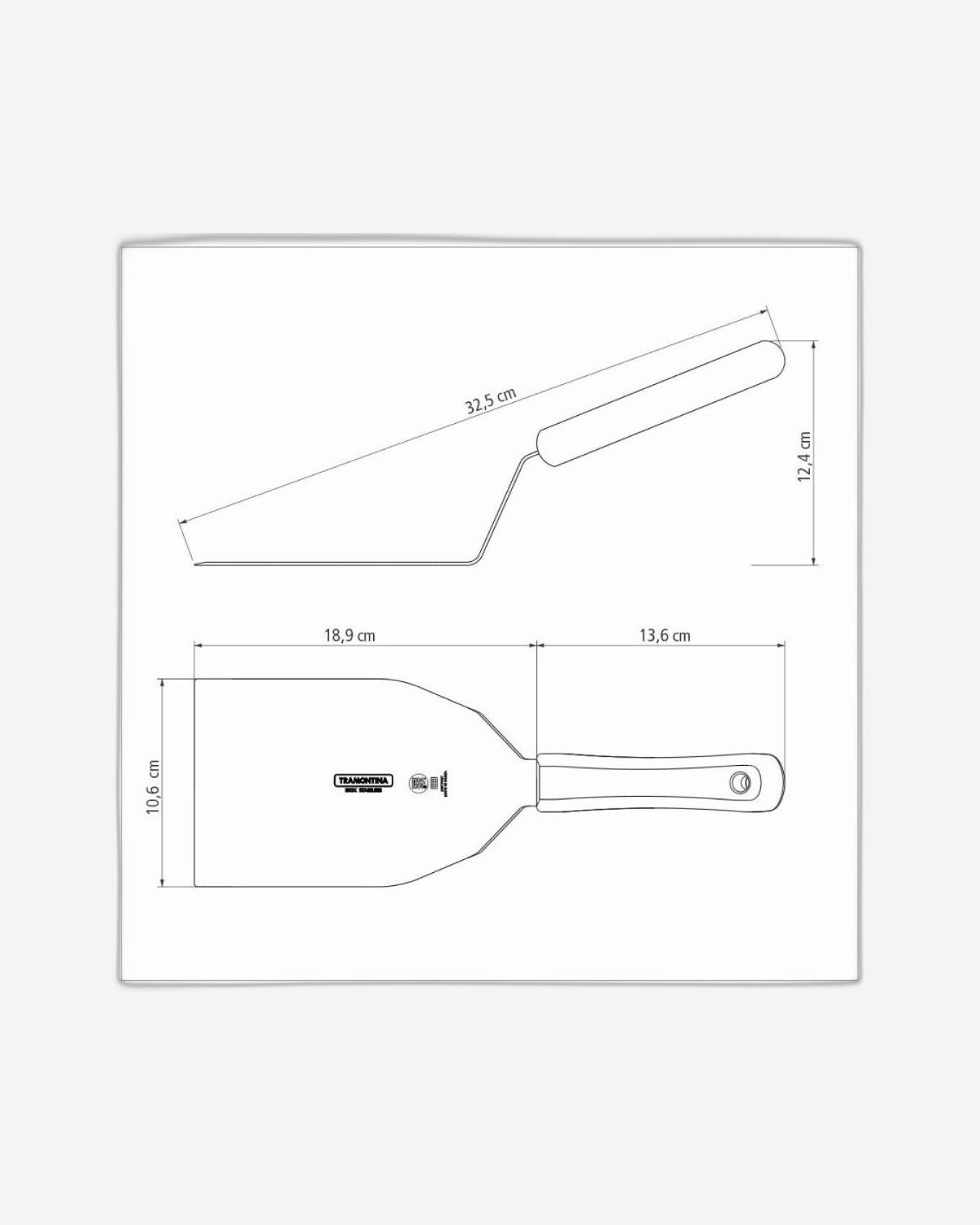 ملعقة ترامونتينا الاحترافية للهامبرغر بشفرة من الفولاذ المقاوم للصدأ ومقبض من البولي بروبيلين الأبيض 7×4.1/4 بوصة