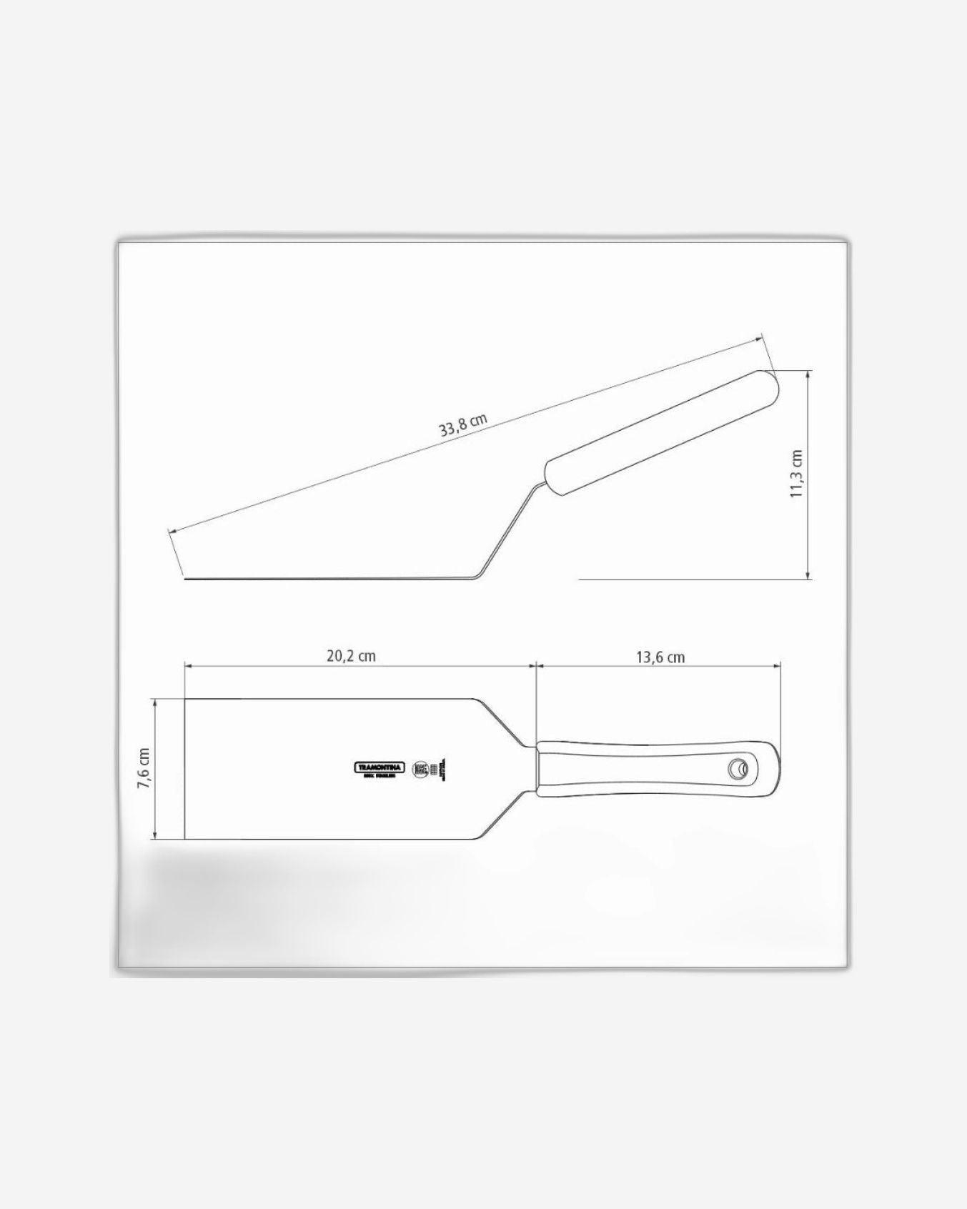 ملعقة هامبرغر احترافية من ترامونتينا بشفرة من الفولاذ المقاوم للصدأ ومقبض من البولي بروبيلين الأبيض 8 × 3 بوصات