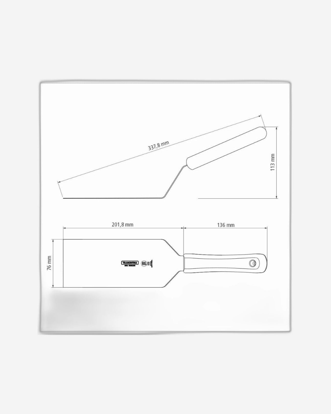 ملعقة هامبرغر احترافية من ترامونتينا بشفرة من الفولاذ المقاوم للصدأ ومقبض من البولي بروبيلين الأبيض 8 × 3 بوصات