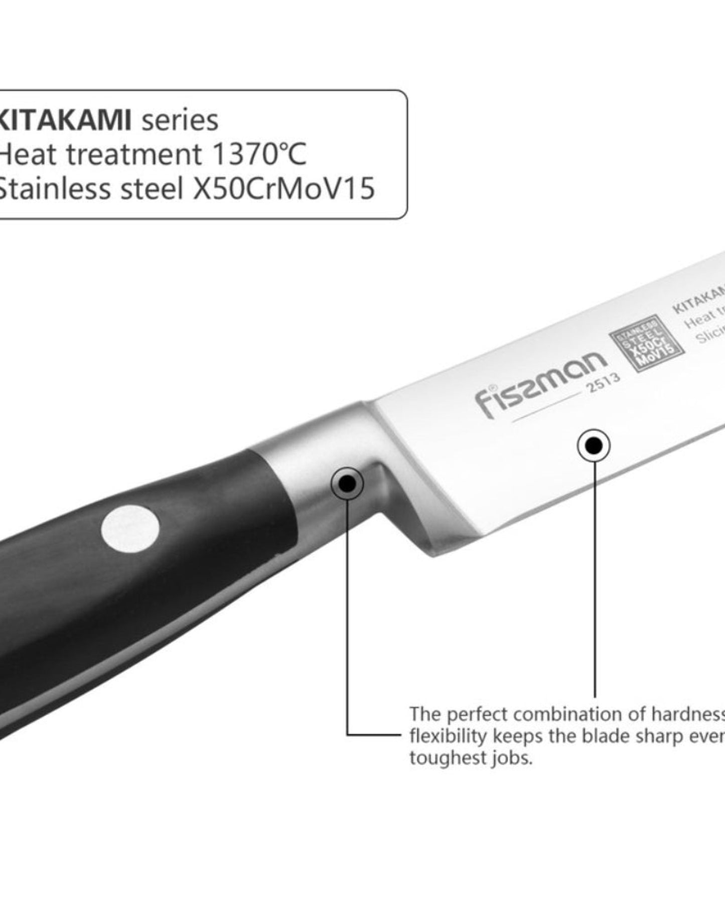 سكين تقطيع فيسمان كيتاكامي أسود 8 بوصة