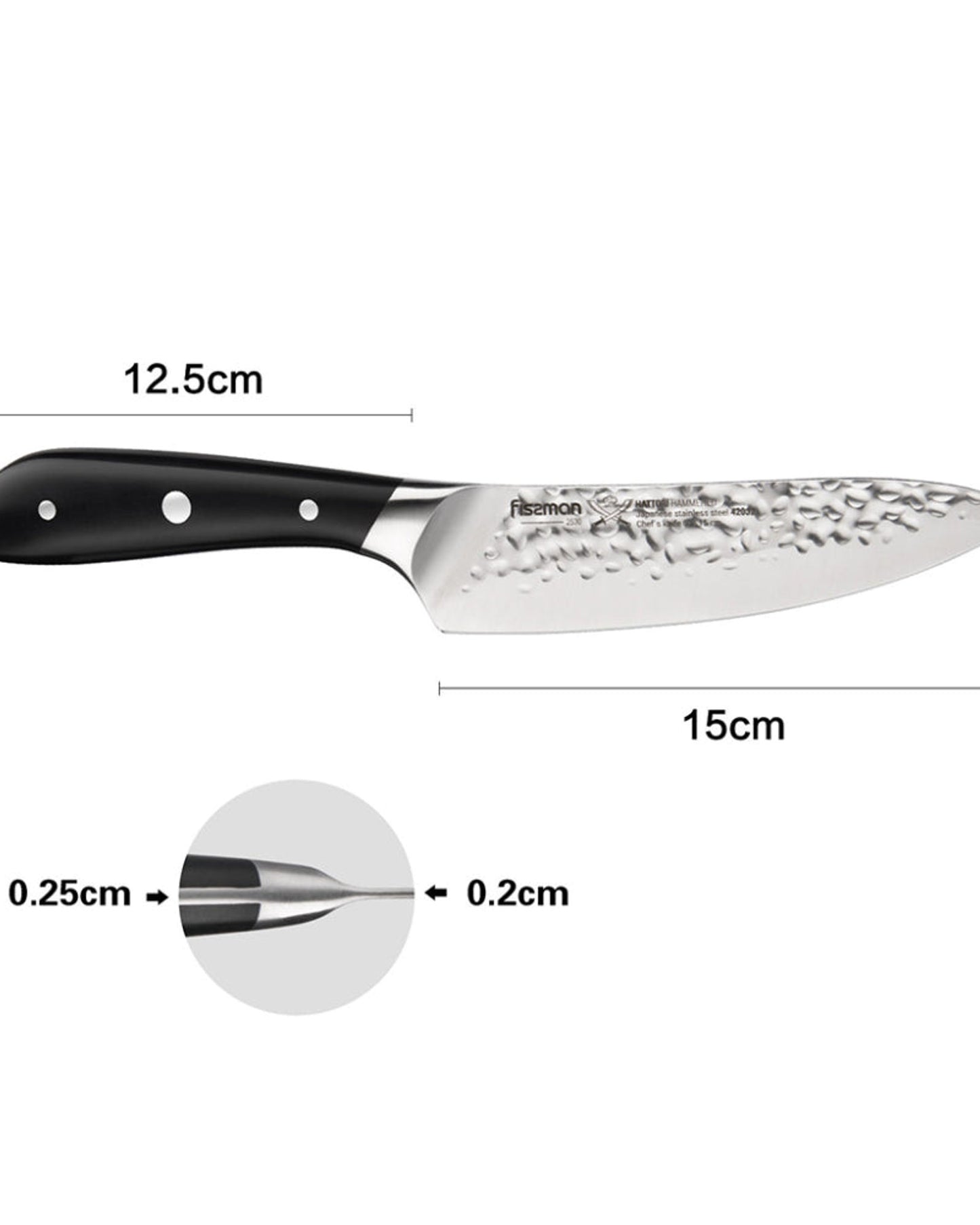 سكين شيف فيسمان 6 بوصات، سلسلة هاتوري، أسود/فضي، 6 بوصات