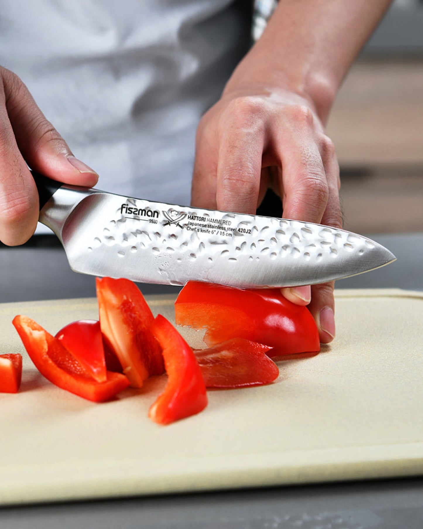 سكين شيف فيسمان 6 بوصات، سلسلة هاتوري، أسود/فضي، 6 بوصات