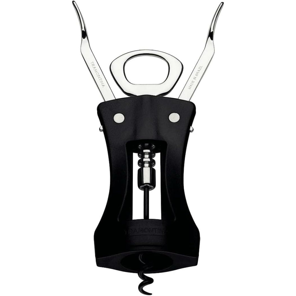 مفتاح زجاجات مجنح من ترامونتينا برازيل هارمونيزا من الفولاذ المقاوم للصدأ بهيكل ABS أسود وفتاحة زجاجات من زاماك