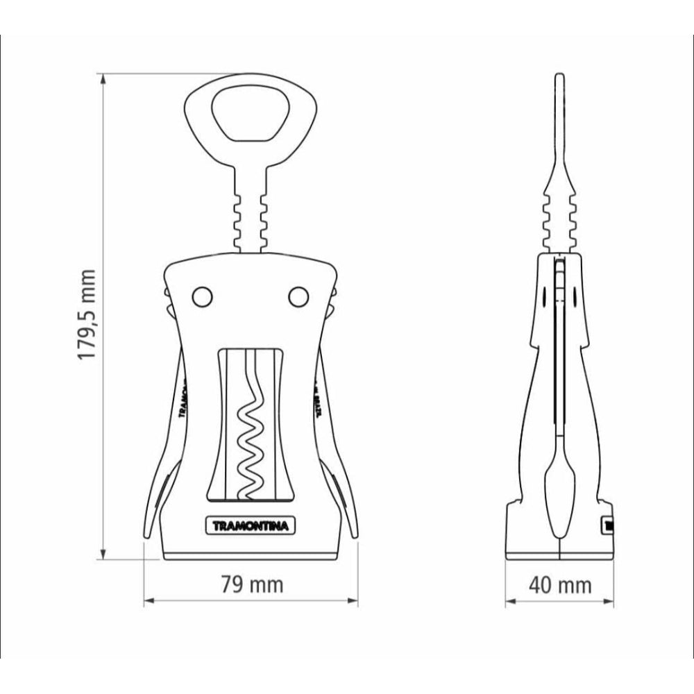 مفتاح زجاجات مجنح من ترامونتينا برازيل هارمونيزا من الفولاذ المقاوم للصدأ بهيكل ABS أسود وفتاحة زجاجات من زاماك