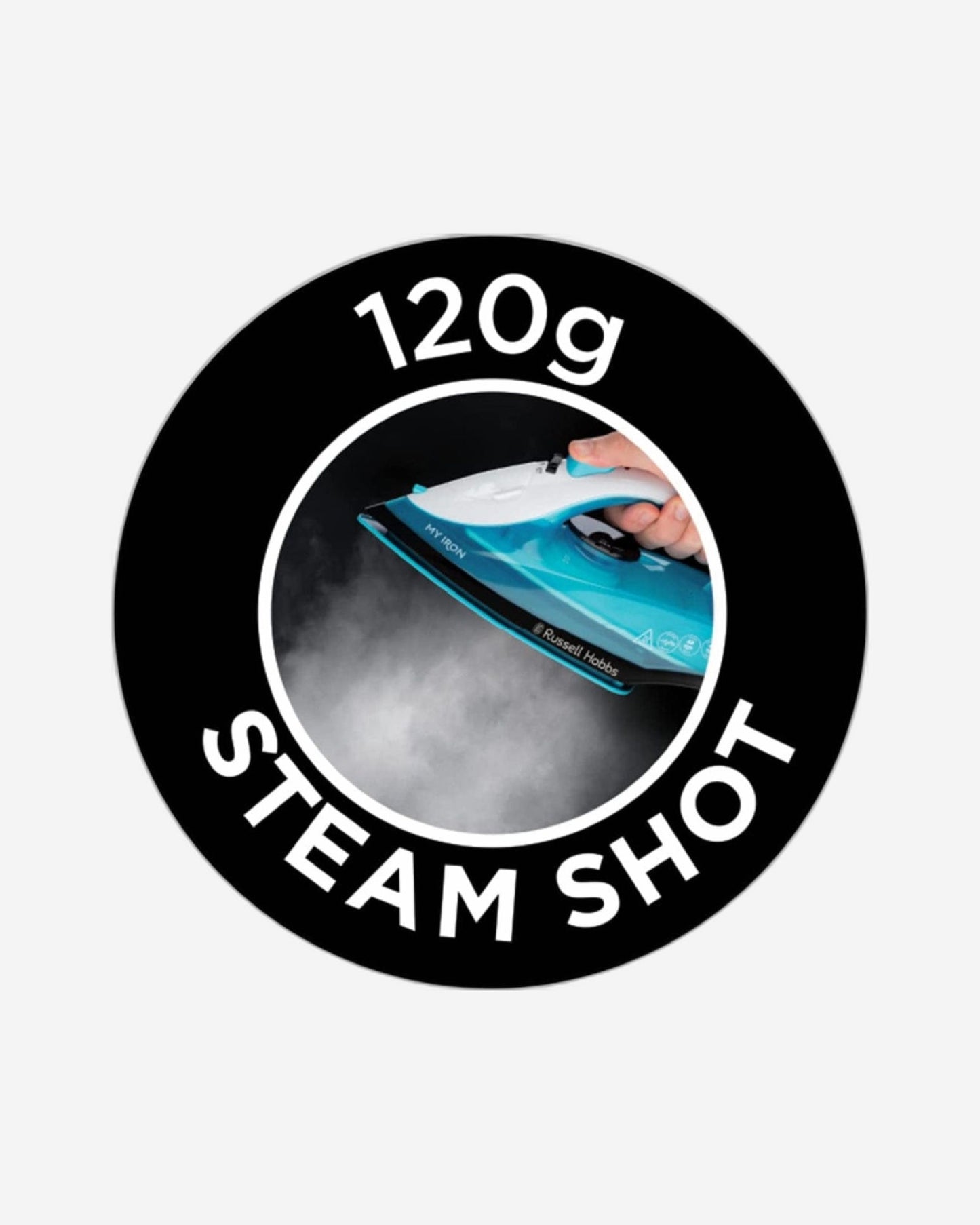 مكواة بخار راسل هوبز (25580) ماي آيرون - 1800 واط، قاعدة سيراميك، خزان 260 مل، سلك بطول 2 متر، تنظيف ذاتي، أزرق/أبيض - ضمان لمدة عام