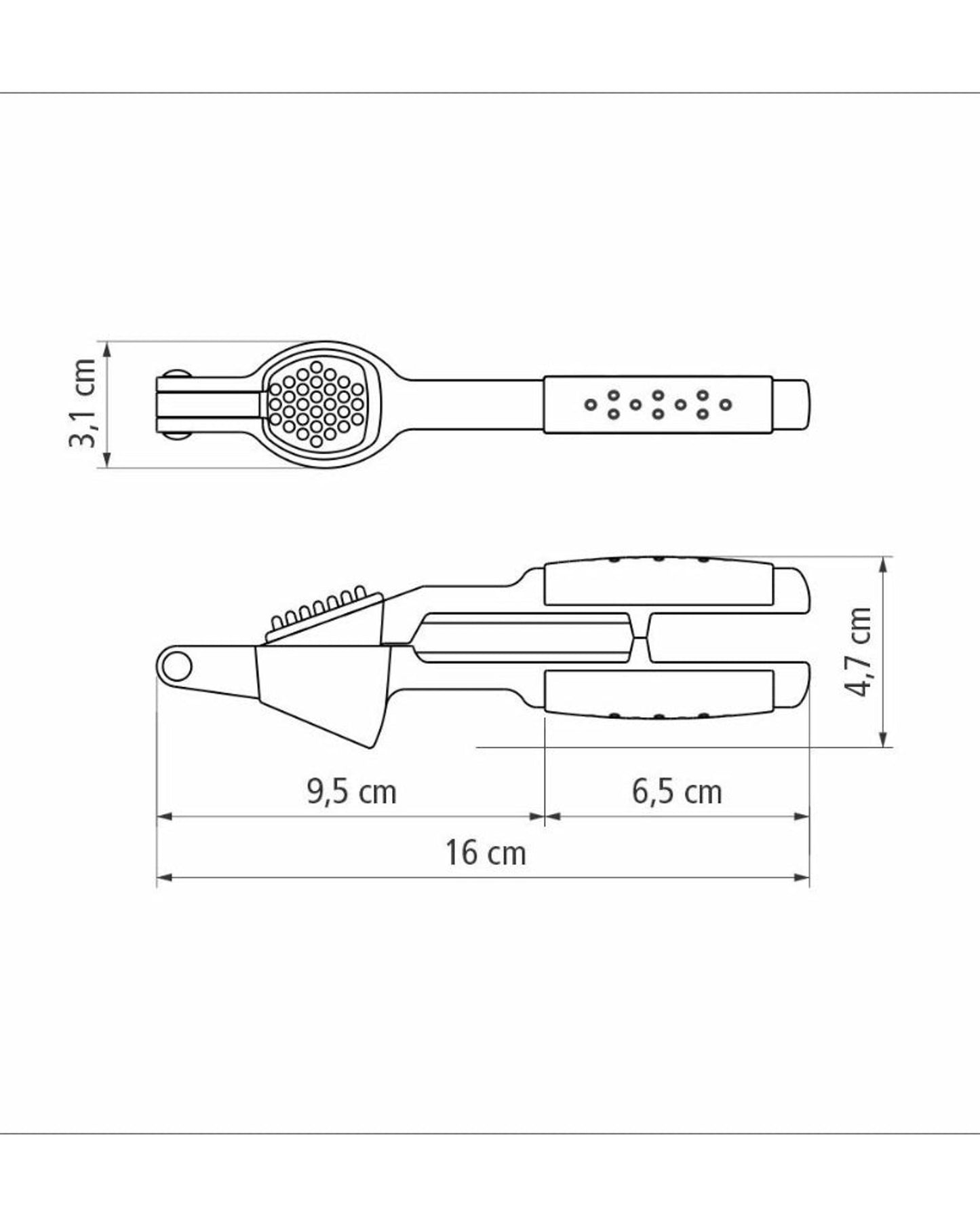 مكبس ثوم ترامونتينا يوتيليتا مصنوع من الزاماك المطلي بالكروم مع مقبض من مادة ABS السوداء