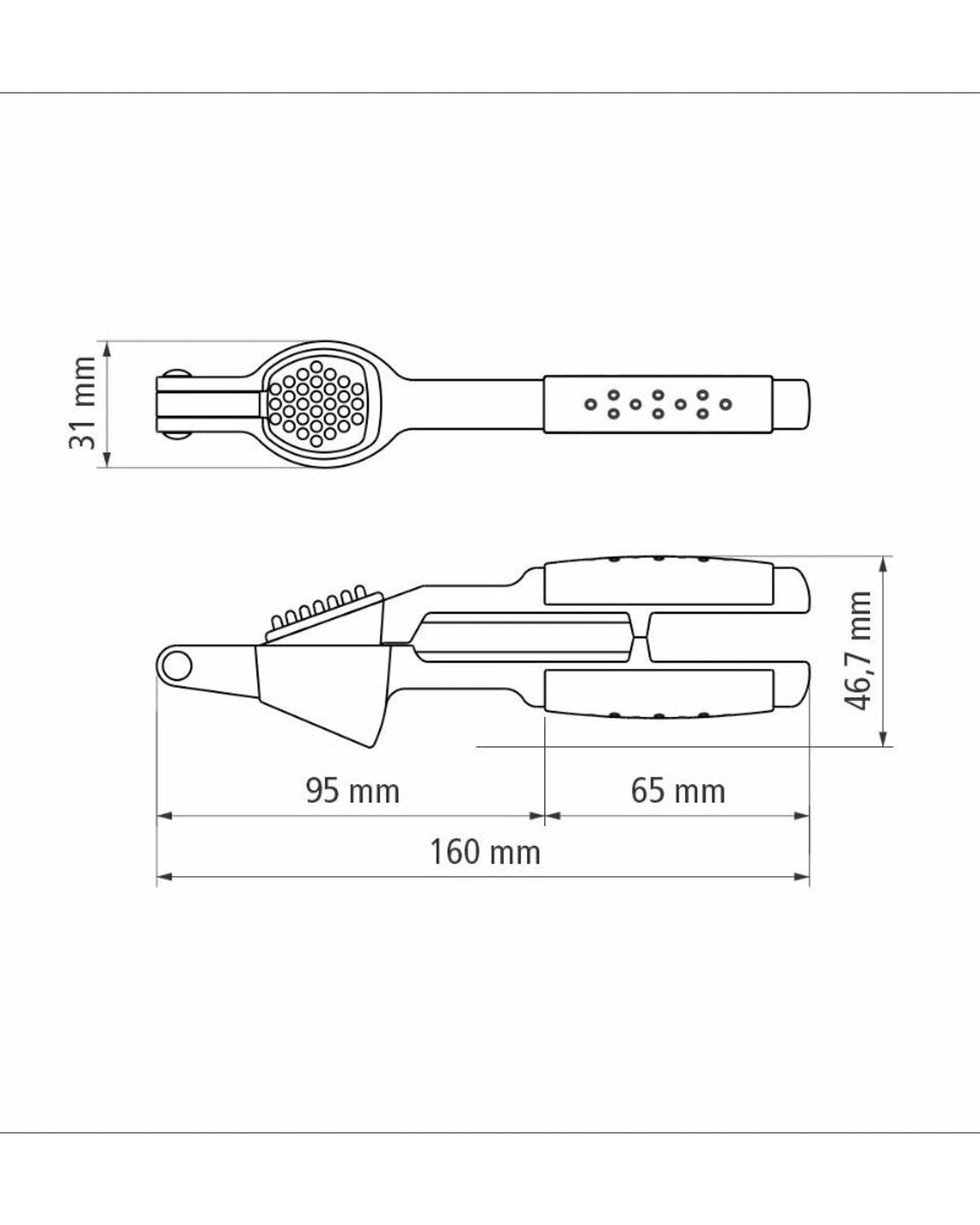 مكبس ثوم ترامونتينا يوتيليتا مصنوع من الزاماك المطلي بالكروم مع مقبض من مادة ABS السوداء